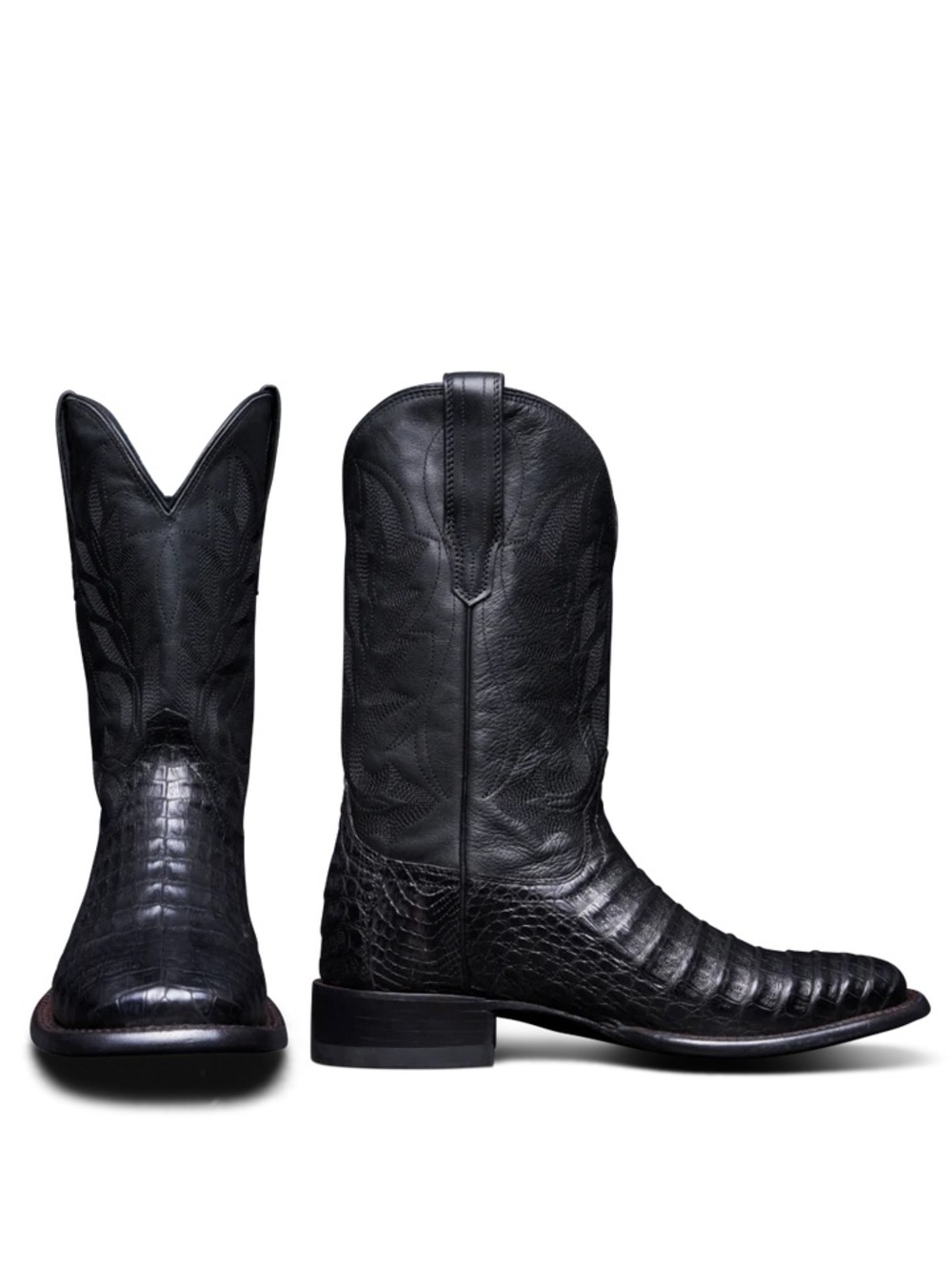 Tecovas Midnight The William Men's 8.5D Caiman Square Toe Cowboy Boots M10069MID